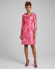 NWT Rickie Freeman for Teri Jon Botanical Jacquard Coat Dress in Pink Ivory 12