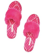 Victoria s Secret Pink Closed Toe Signature Satin Slippers Sz L 9-10 New