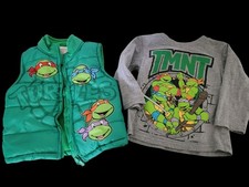 Vintage Teenage Mutant Ninja Turtles Childrens Vest And Long Sleeve Shirt Sz 2T