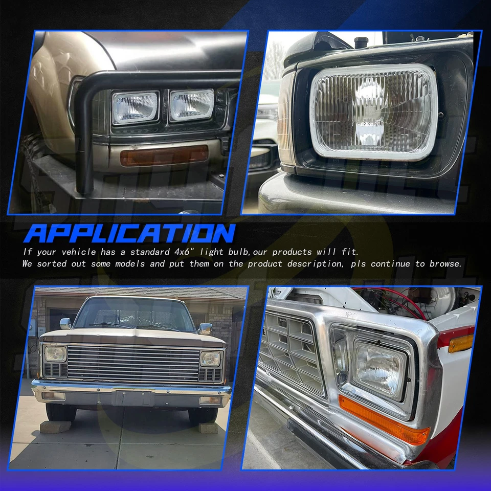 4Pc 4x6" Led Headlights Hi/Lo For Pontiac Safari 1987-1988 Foto 2 de 4