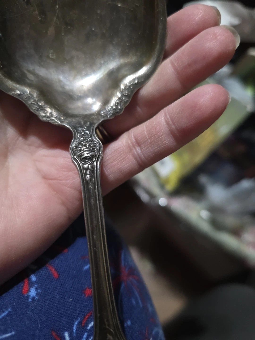 IS 1847 Rogers Bros First Love Silver Flatware 1 Serving Spoons Rose Pattern