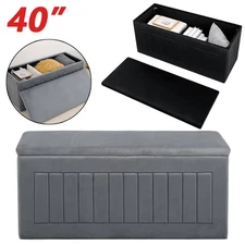 40" Ottoman Upholstered Storage Seat For Bedroom Storage Bench End of Bed Velvet