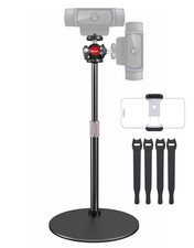 Webcam Stand for Desk, with 360 Ballhead, Heavy Base Height Adjustable Tripod...