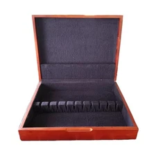 VTG HAMPTON SILVERSMITH Silverware Chest/Box Royal Blue Felt Holds Service Of 12