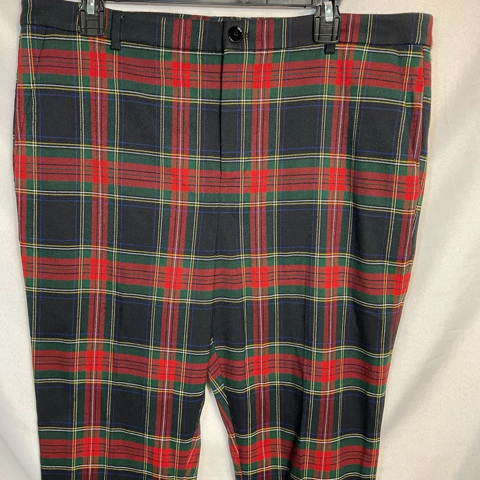Pantalones a Cuadros Lauren Ralph Lauren Talla 14 Tartán Rojo Negro Verde Vacaciones Cónicos Foto 4 de 4