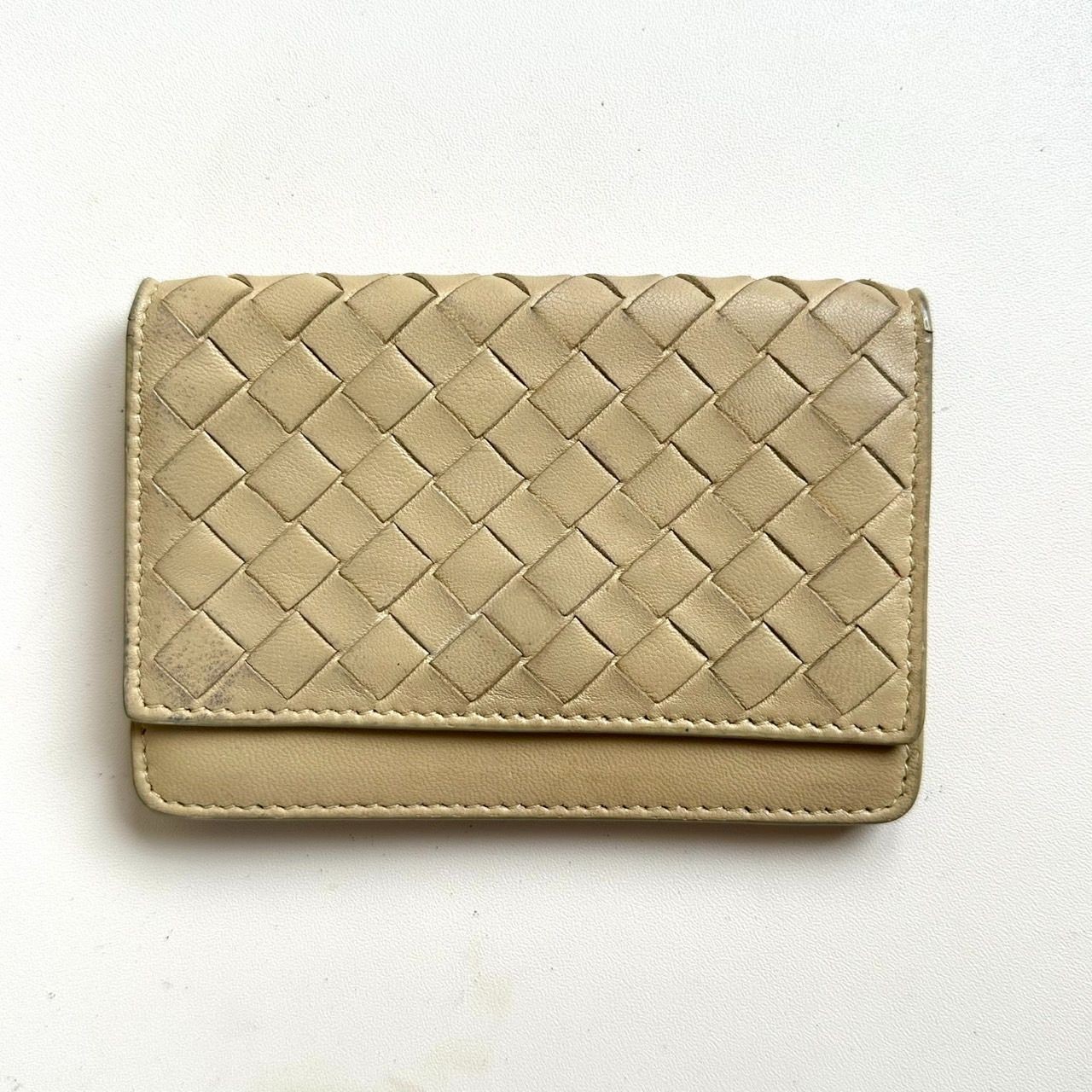 Bottega Veneta Card Holder Cream Leather Business Card Case