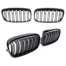 Satz Doppelsteg K�hlergrill schwarz glanz f�r BMW 2er F45 vor Facelift 2014-2018