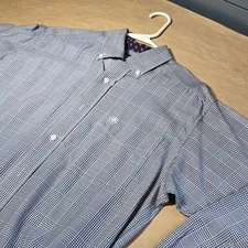 Ariat Blue/White Button Down Flannel Mens Size S/P Check Description