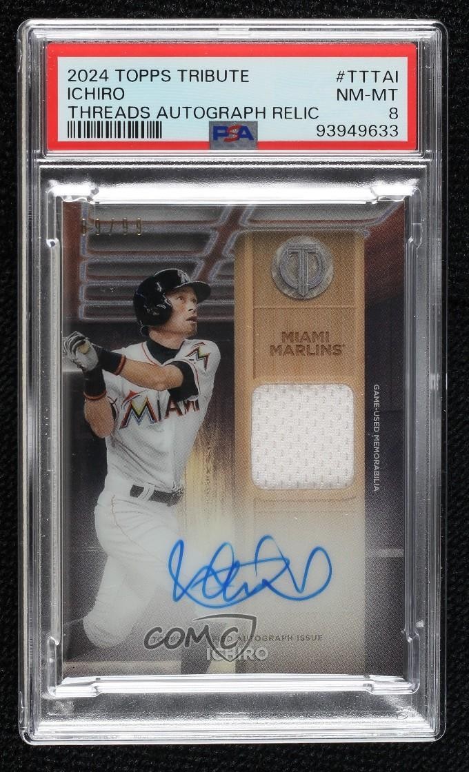 2024 Topps Tribute to the Threads Relics /99 Ichiro Suzuki PSA 8 Auto HOF