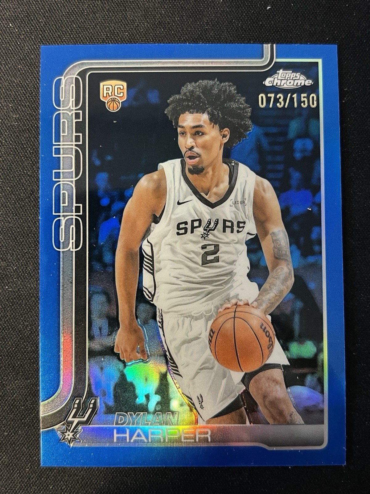 2025 Topps Chrome Basketball Dylan Harper True Blue Refractor /150 #252
