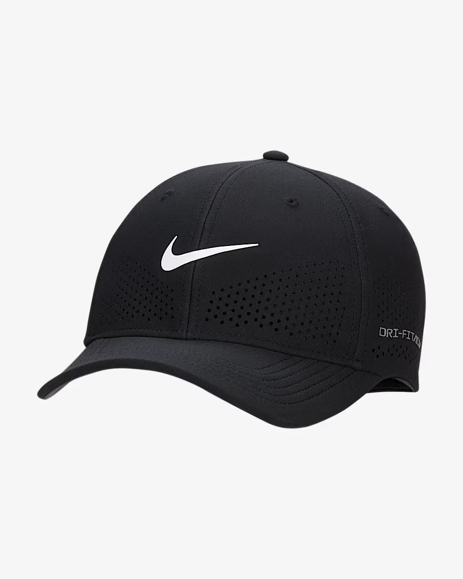 M/L Nike Rise Hat Cap Dri Fit ADV Flex FB5633-010 Black White Training Golf