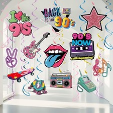 90s Party Decorations Hanging Swirls, 30 Pcs Back to the Colorful