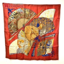 Hermes Silk Scarf Carre 90 Brise de Charme Enchanting Breeze Red Used from Japan