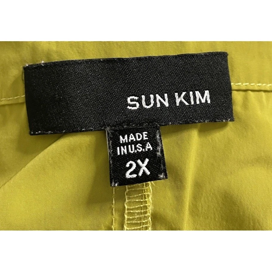 SUN KIM Amarillo Lima Dobladillo Burbuja Cremallera Chaleco Chaqueta Top Talla 2X Lagenlook Artístico Foto 4 de 4