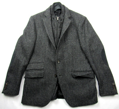sanRemo Wool & Cashmere Heather Gray Blazer Jacket W/ Zip Out Bib Liner Sz 40 US