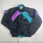 VTG AVIA Color Block Full Zip Long Sleeve Black Windbreaker Jacket Women's Large