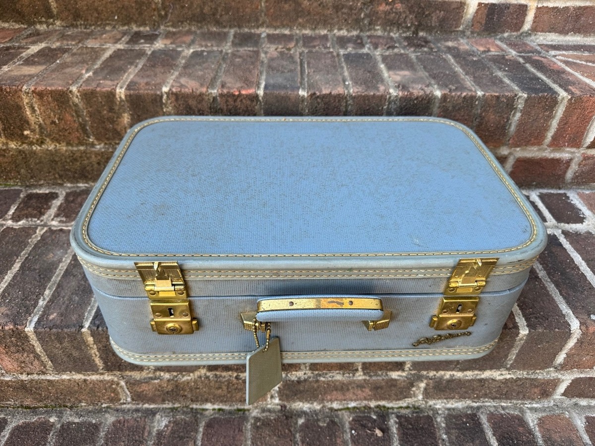 【1950s USA vintage】Baltimore トレインケース　バッグ Lady Baltimore Blue Train Case Suitcase Mid Luggage Satin Interior