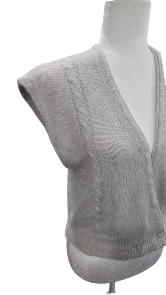 Chaleco Suéter Gris Pelo de Conejo Liz Baker Seda/Angora De Colección. Talla grande Foto 2 de 4