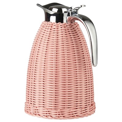Thermoskanne Kaffeekanne 1,5 Liter Edelstahl Rattan Rosa von Ib Laursen