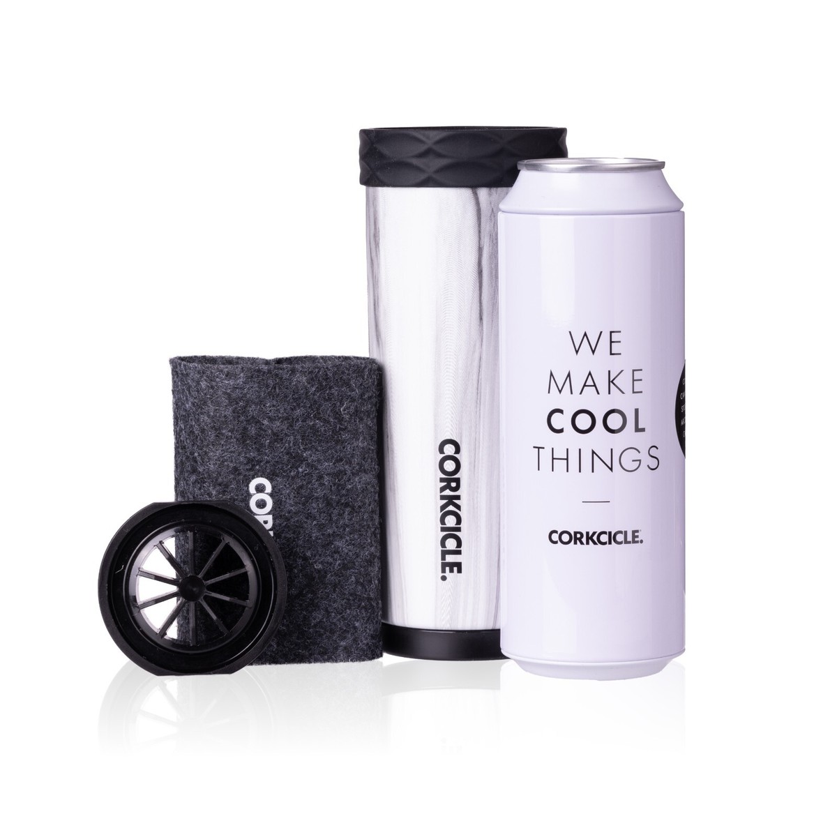 Rare Corkcicle Slim Artican 12oz Snow drift w/ Secret Stash