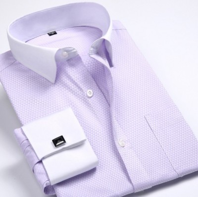 Mens Dress Shirts French Cuff The White Collar Formal Business
