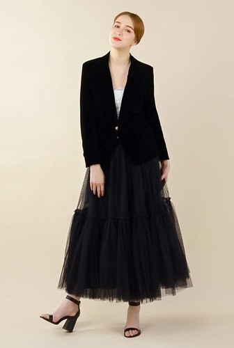 Simple Women's Vintage Soft Tulle Petticoat One Line Long Prom Party Tutu Skirt - Picture 33 of 41