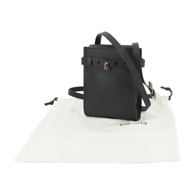 Valextra Slim Brera Tracollina Shoulder Bag Leather Black Purse
