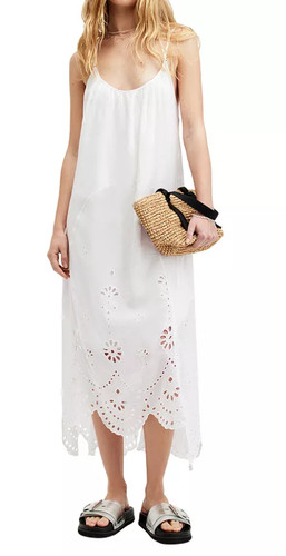 Allsaints Areena White Embroidered Dress - size 6- retail $269