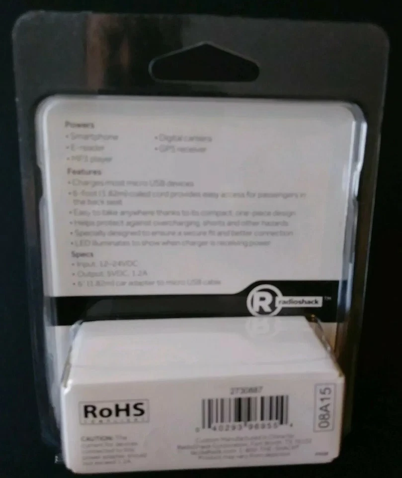 Adaptador de corriente micro USB para coche RadioShack 5VDC, 1.2A 2730887 -5 Foto 2 de 2