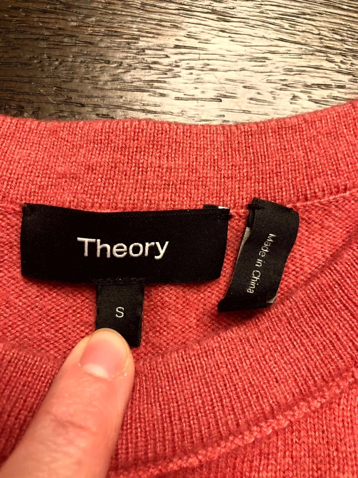 Suéter Pullover Theory Rosa Cachemira Tejido Manga Larga Cuello Redondo Talla S Foto 3 de 4