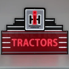 International Harvester IH Tractor Sign Flex LED Neon Steel Case Barn Art Deco
