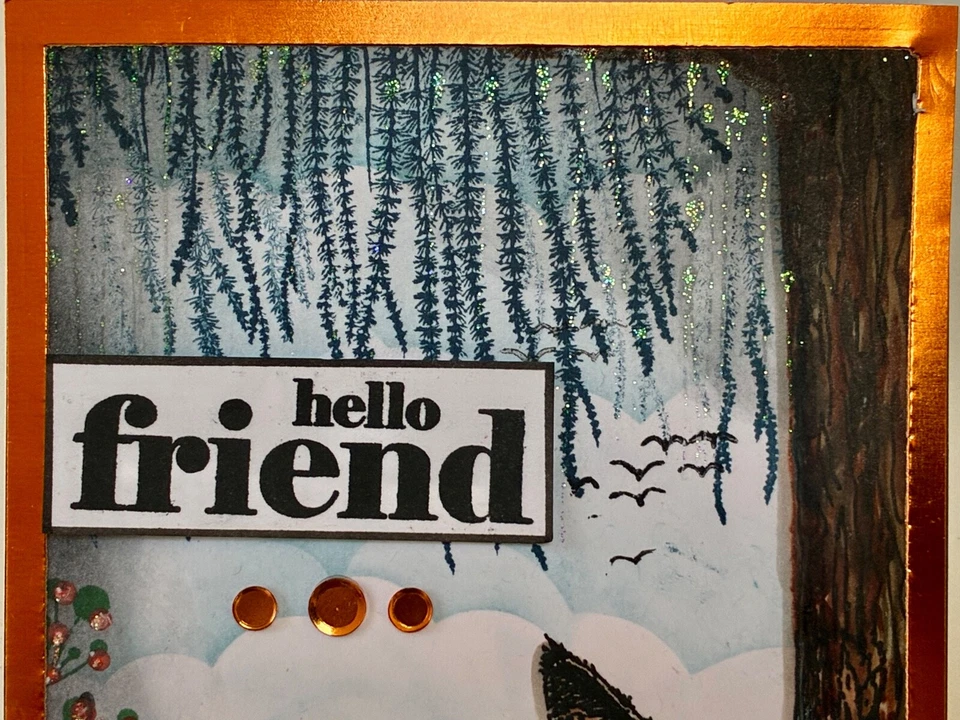 AMISTAD - GATO - Tarjeta MEDIOS MIXTOS hecha a mano por Dee Foto 4 de 4