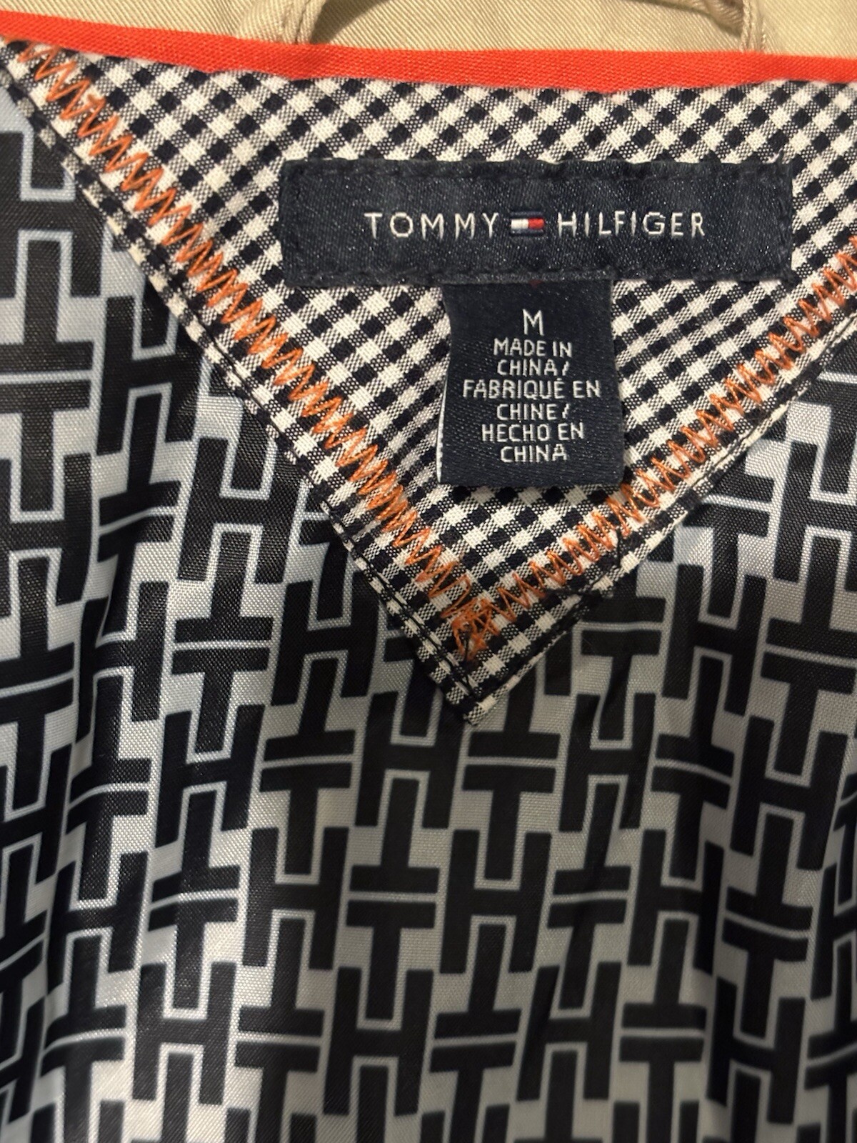 Tommy Hilfiger Womens M Khaki Double Breasted Rain Coat Trench Parka Jacket