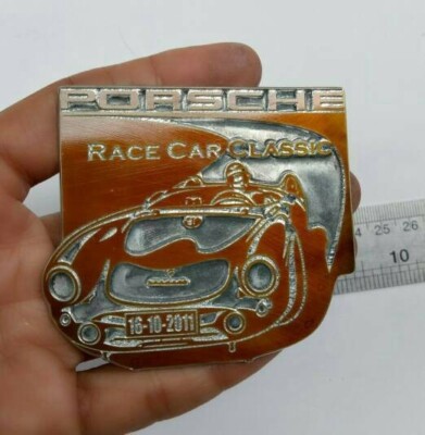 Vintage PORS CHE Ra ce Car Classic Badge Mobil Sports Placca Plakette LG332