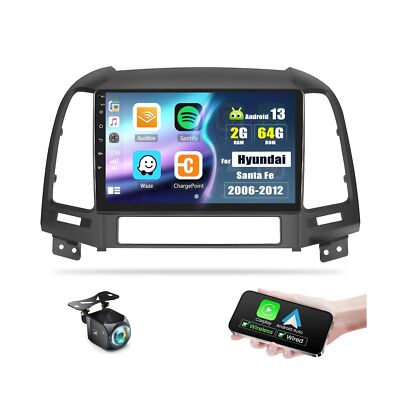 [2+64G] Android 13 Car Stereo for Hyundai Santa Fe 2006-2012 with Wireless Ca...