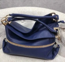 Dasein Rhinestone Purse Blue Satchel Large Party Date Night