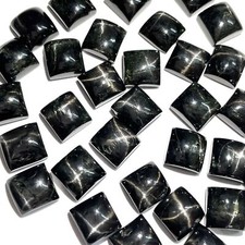 Natural Black Star Diopside Square Cabochon Loose Gemstone 18 Pcs 9 mm 105CT