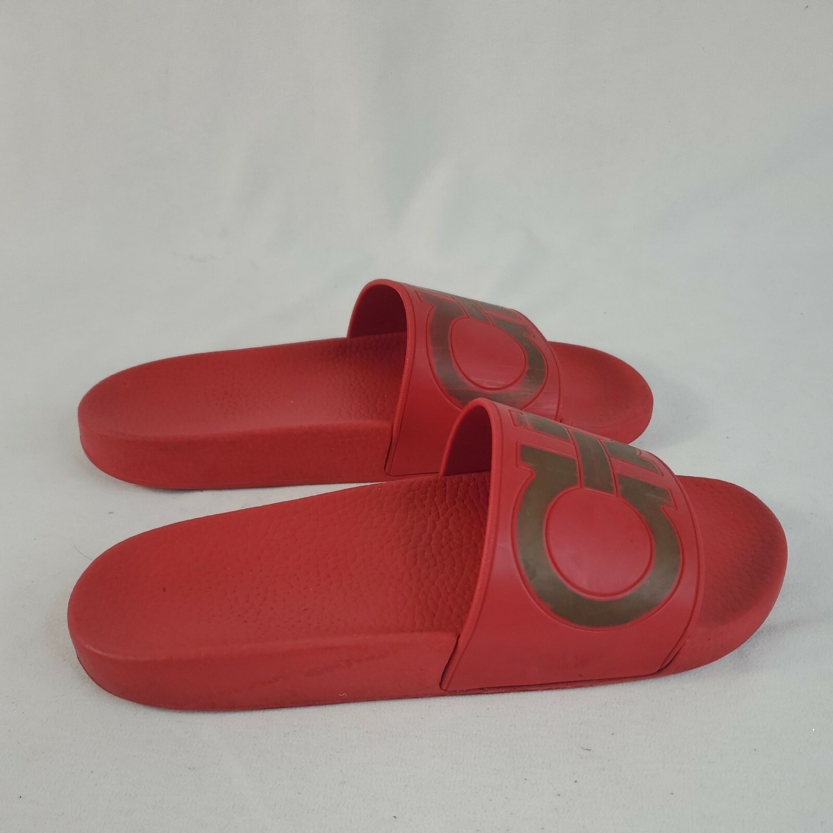 Ferragamo Grove Slides Salvatore Ferragamo Rubber Gancini Logo Slides Black Beige  main image 2