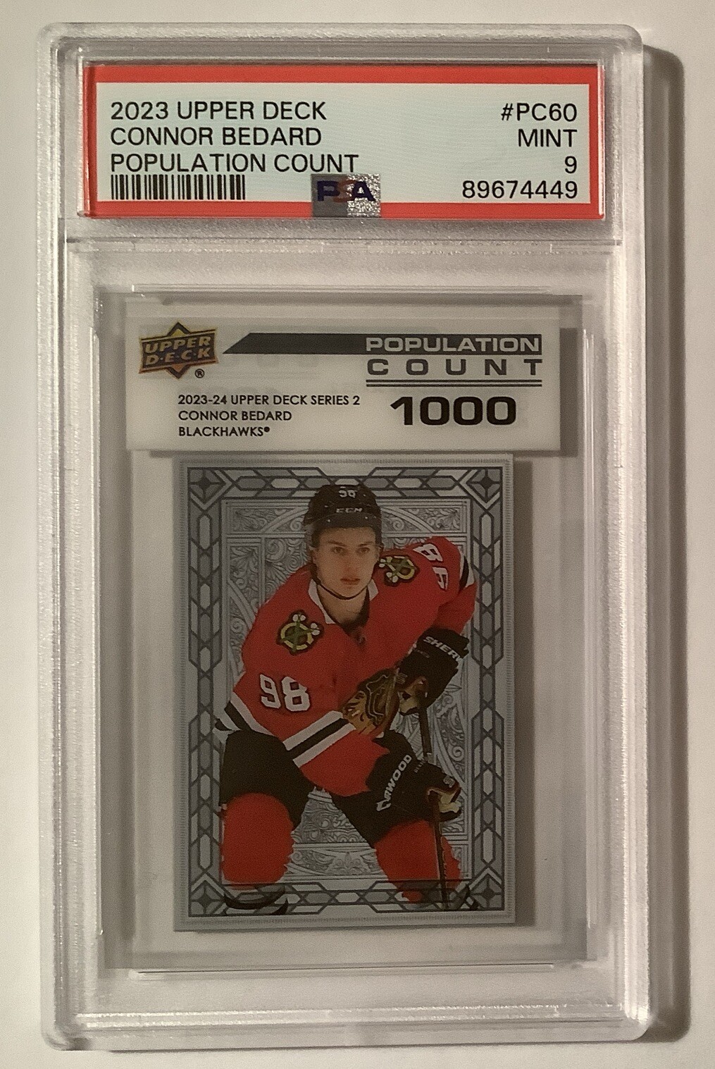 2023-24 Connor Bedard Upper Deck Population Count 1000 PC-60 PSA 9 MINT