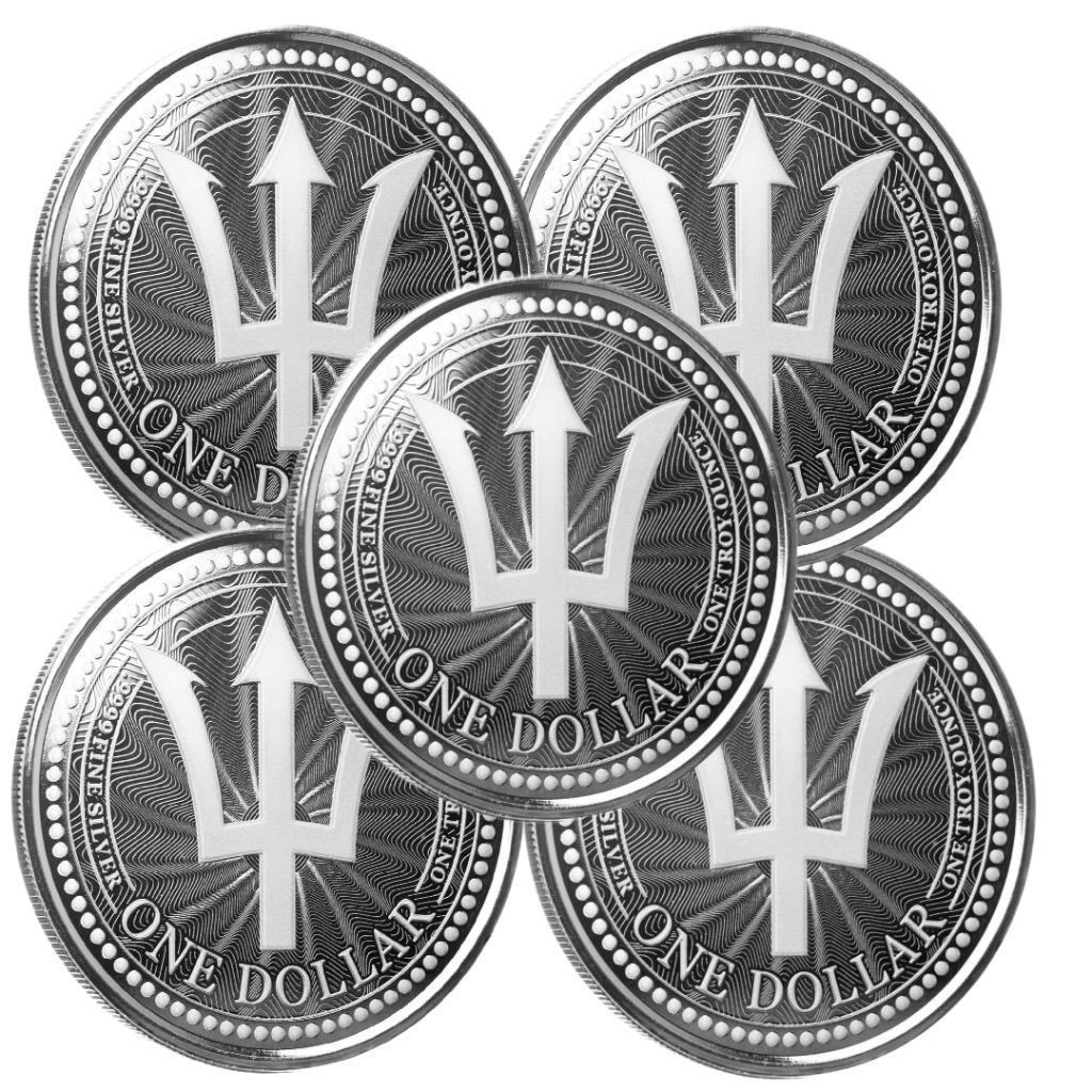 5 x 2023 1 oz Barbados Trident .9999 Silver Coins (BU) #A557 | eBay