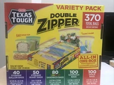 Heb Texas Tough Double Zipper 370  Variety Food Storage Bags Drawer Box NEW