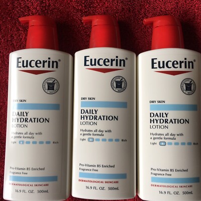 3*** Eucerin Daily Replenishing Moisturizing Lotion Fragrance Free - 16.9 fl oz