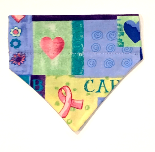 Over Collar Slide On Pet Dog Cat Bandana Scarf BREAST CANCER PINK RIBBON XSM