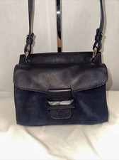 Massimo Dutti Blue Leather Suede Crossbody