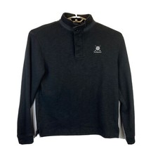Straight Down Golf Mens XL 1/4 Zip Button Henley Pullover Sweater Black Cotton
