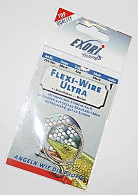 Exori Flexi-Wire-Ultra Gr.1 8kg 50cm mit Einzelhaken und Schlaufe 2 Stück