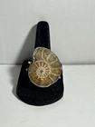 India 925 Sterling Silver Ammonite Fossil Ring Size 9