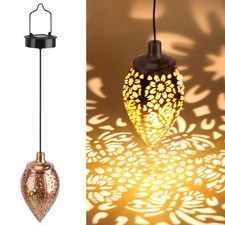 Solar Rechargeable Lantern LED Lights Metal Lamp Waterproof Garden Hanging Decor