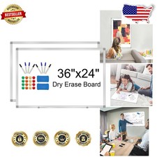 36" x 24" Wall Whiteboard 2-Pack - Magnetic, Scratch-Resistant Aluminum