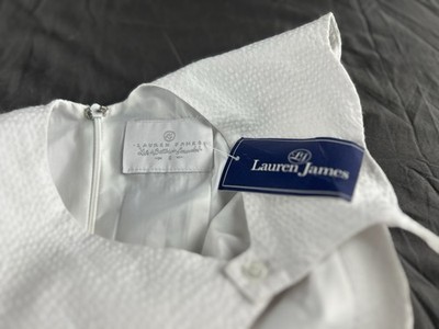 Lauren James White Solid A-Line Fit & Flare Round Neck Sleeveless Zip S